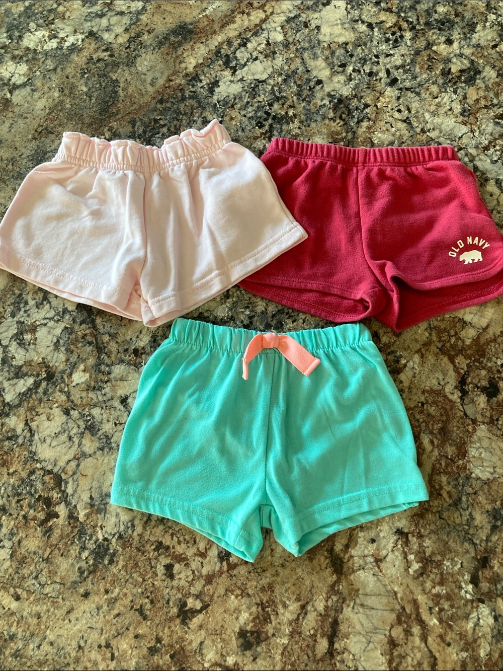 Girls' Three-Pack Shorts - Light Pink, Maroon, Aqua Green
